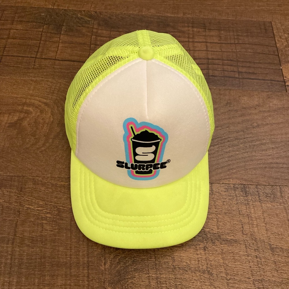 7-Eleven Slurpee Trucker Hat Mesh Neon Lime/Yellow SnapBack Limited Edition
